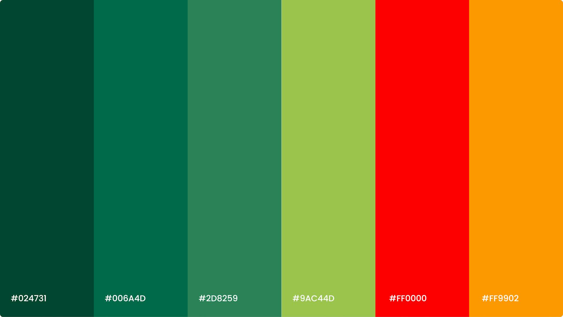 A digital colour palette for Lloyds including dark green, light green, red and organge