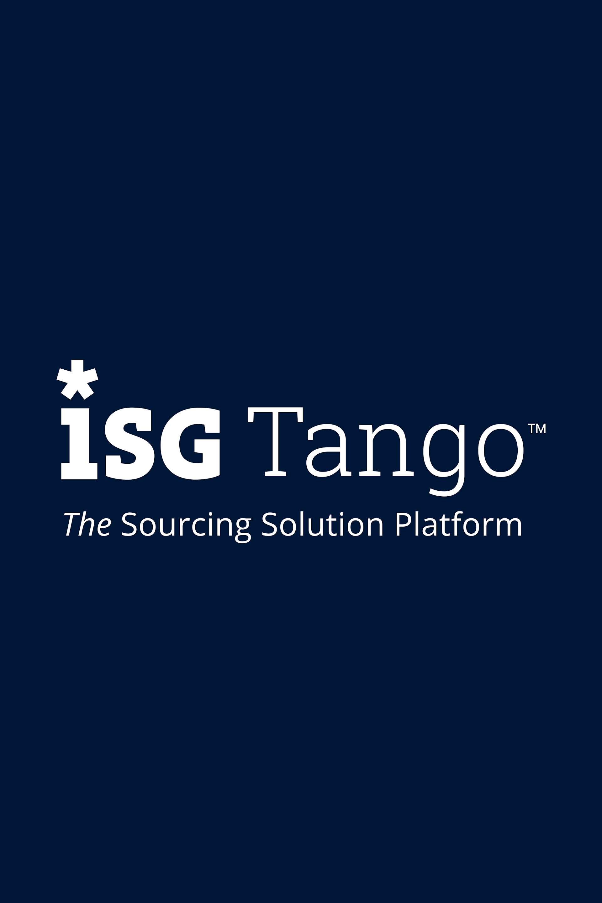"ISG Tango, The Sourcing Solution Platform" appears in white text on a dark blue background.