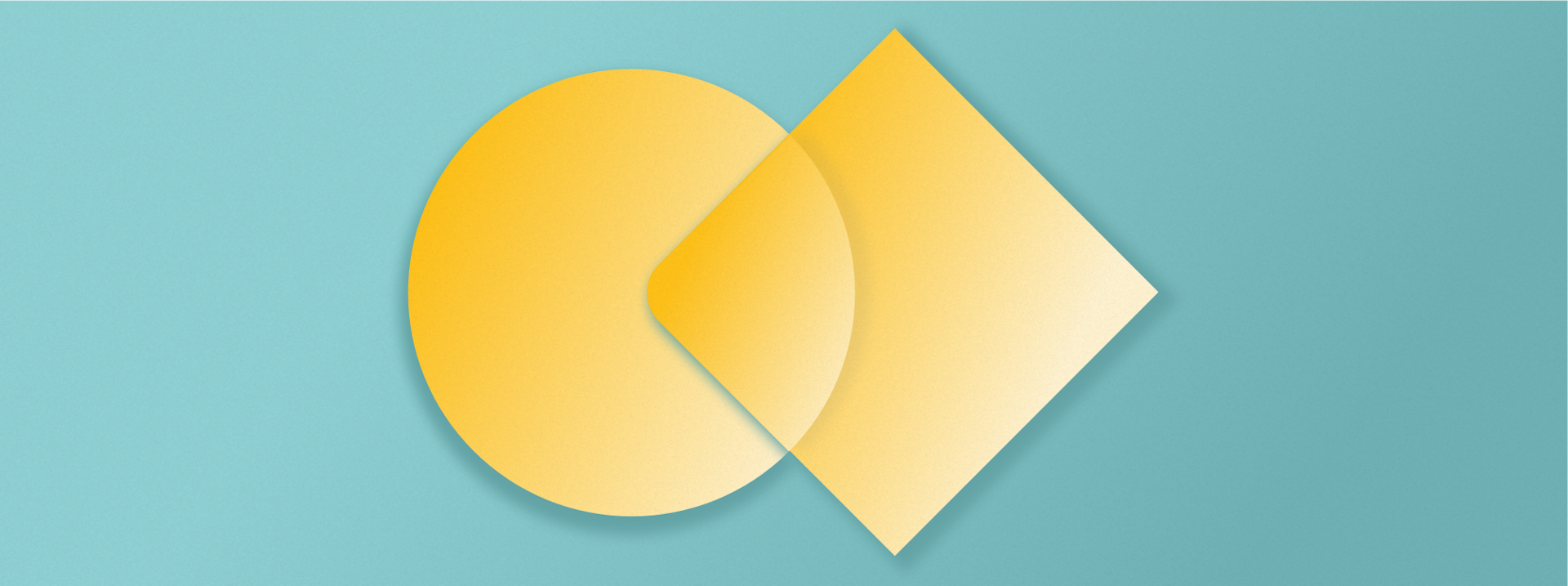 Abstract illustration of a yellow square overlapping with a yellow circle