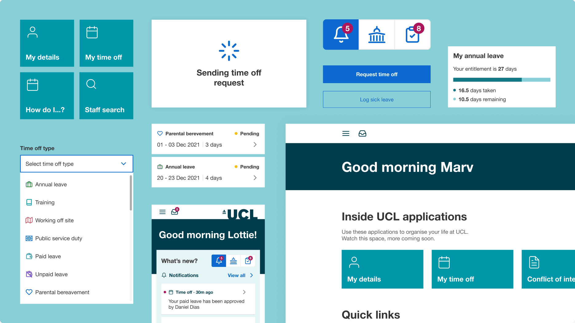Collection of illustrations and visuals from UCL employee experience platform Collection of illustrations and visuals from UCL employee experience platform
