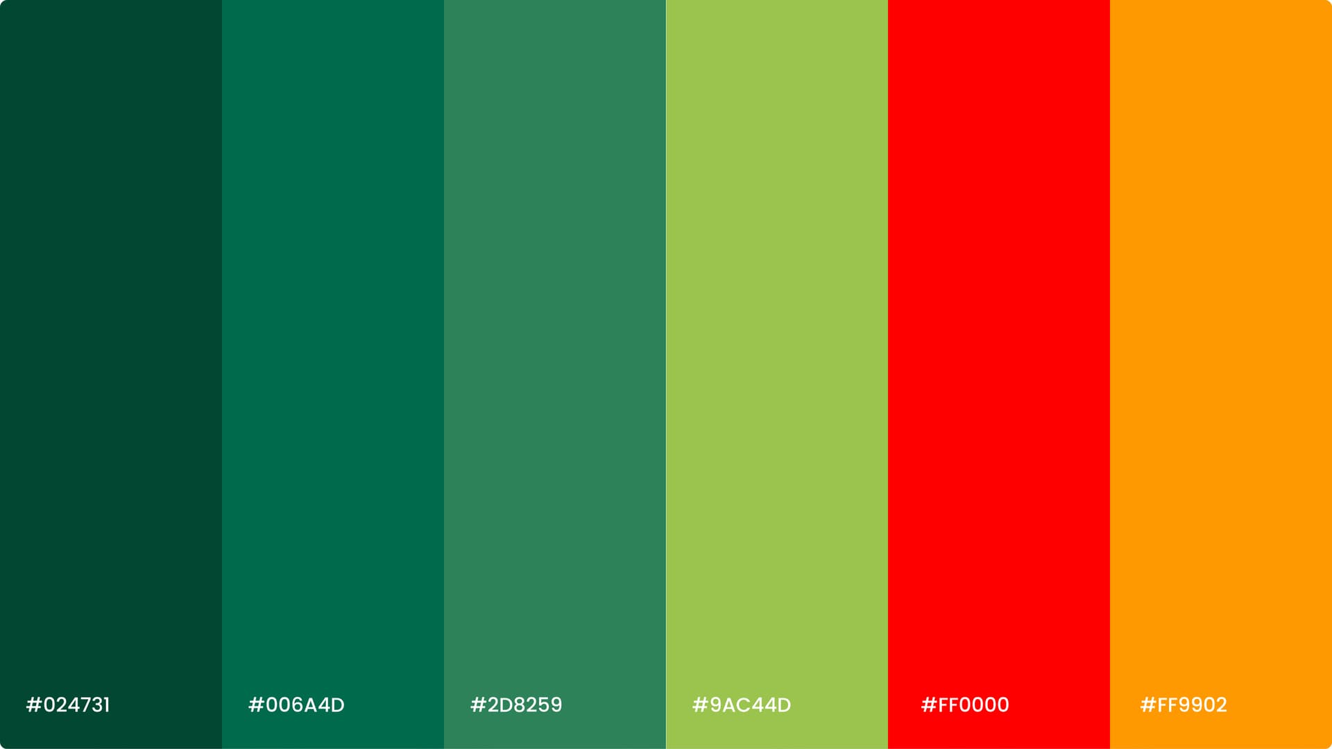 A digital colour palette for Lloyds including dark green, light green, red and organge A digital colour palette for Lloyds including dark green, light green, red and organge