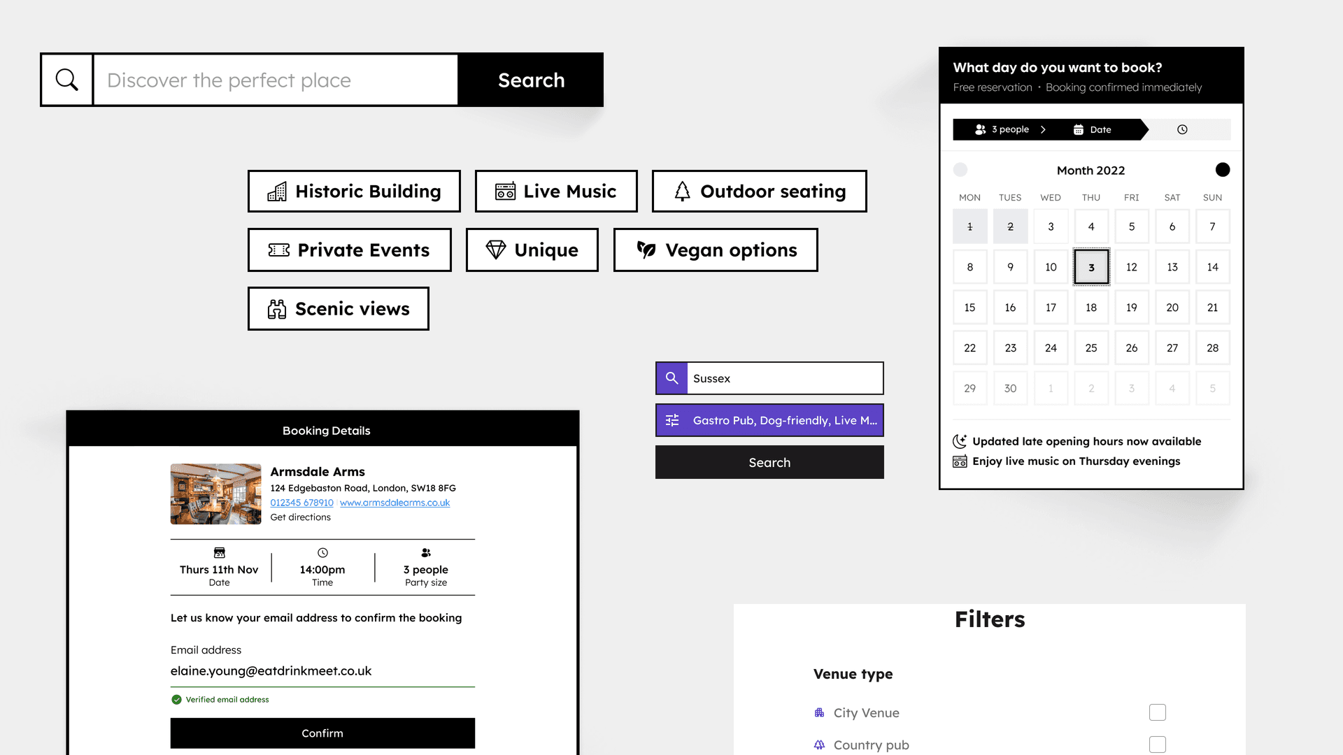 Elements of the user interface with the brand palette applied Elements of the user interface with the brand palette applied