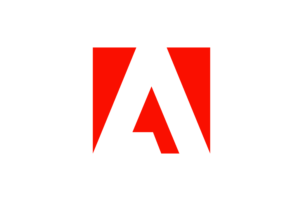 Adobe logo in red on a white background. Adobe logo in red on a white background.