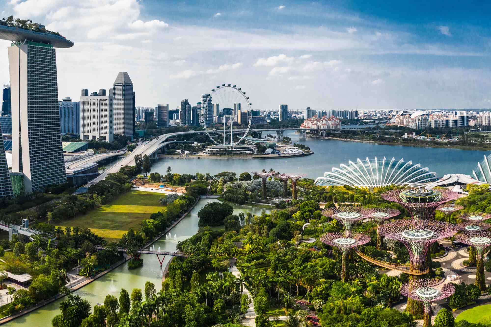 A daytime Singapore skyline. A daytime Singapore skyline.