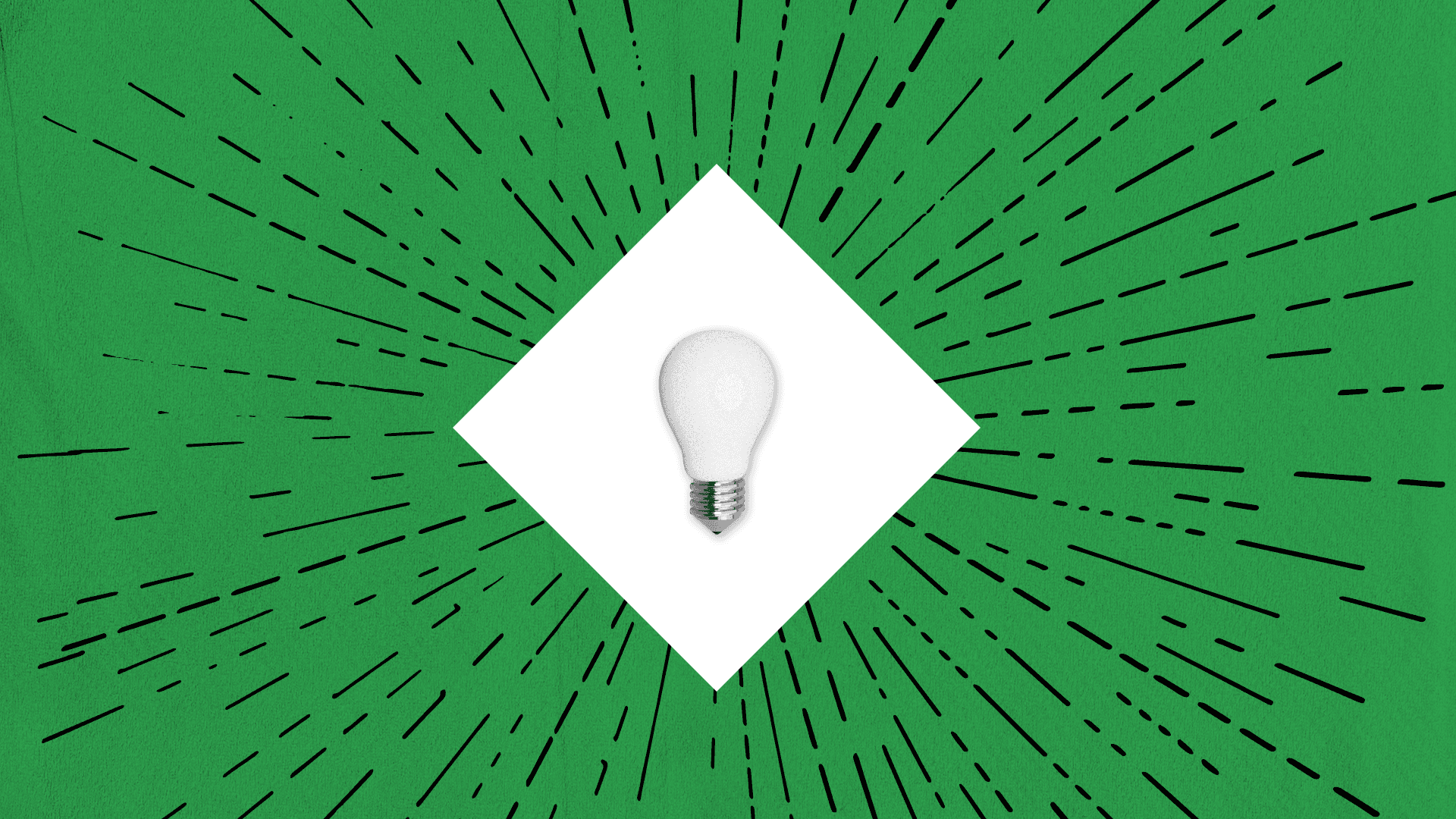 A lightbulb in a diamond surrounded by light. A lightbulb in a diamond surrounded by light.