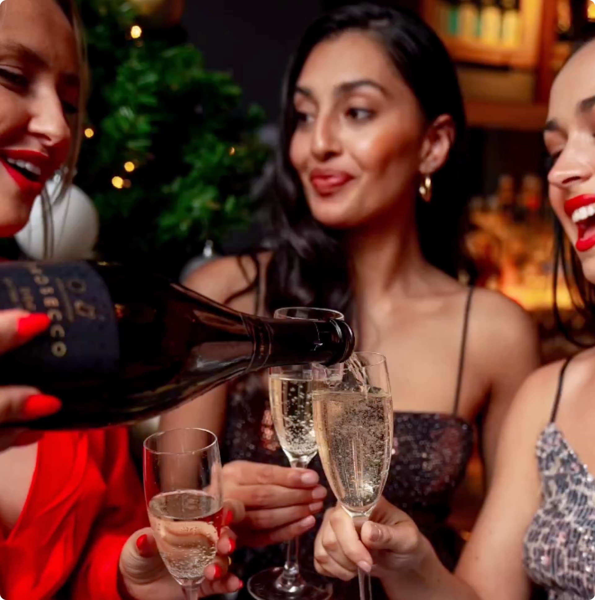 Three women enjoying an evening out. Three women enjoying an evening out.