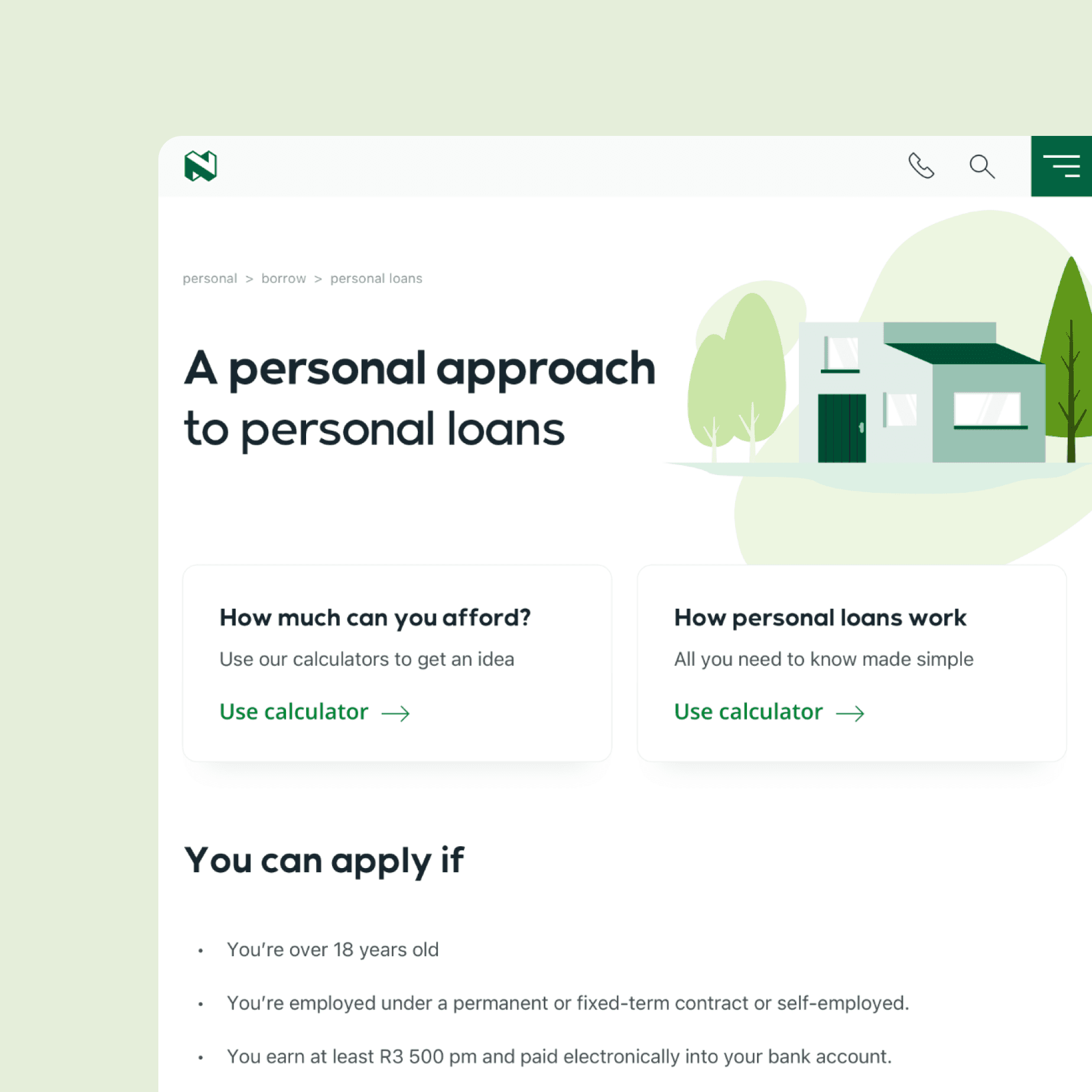 An illustration of a close up view of an online banking screen about personal loans. An illustration of a close up view of an online banking screen about personal loans.