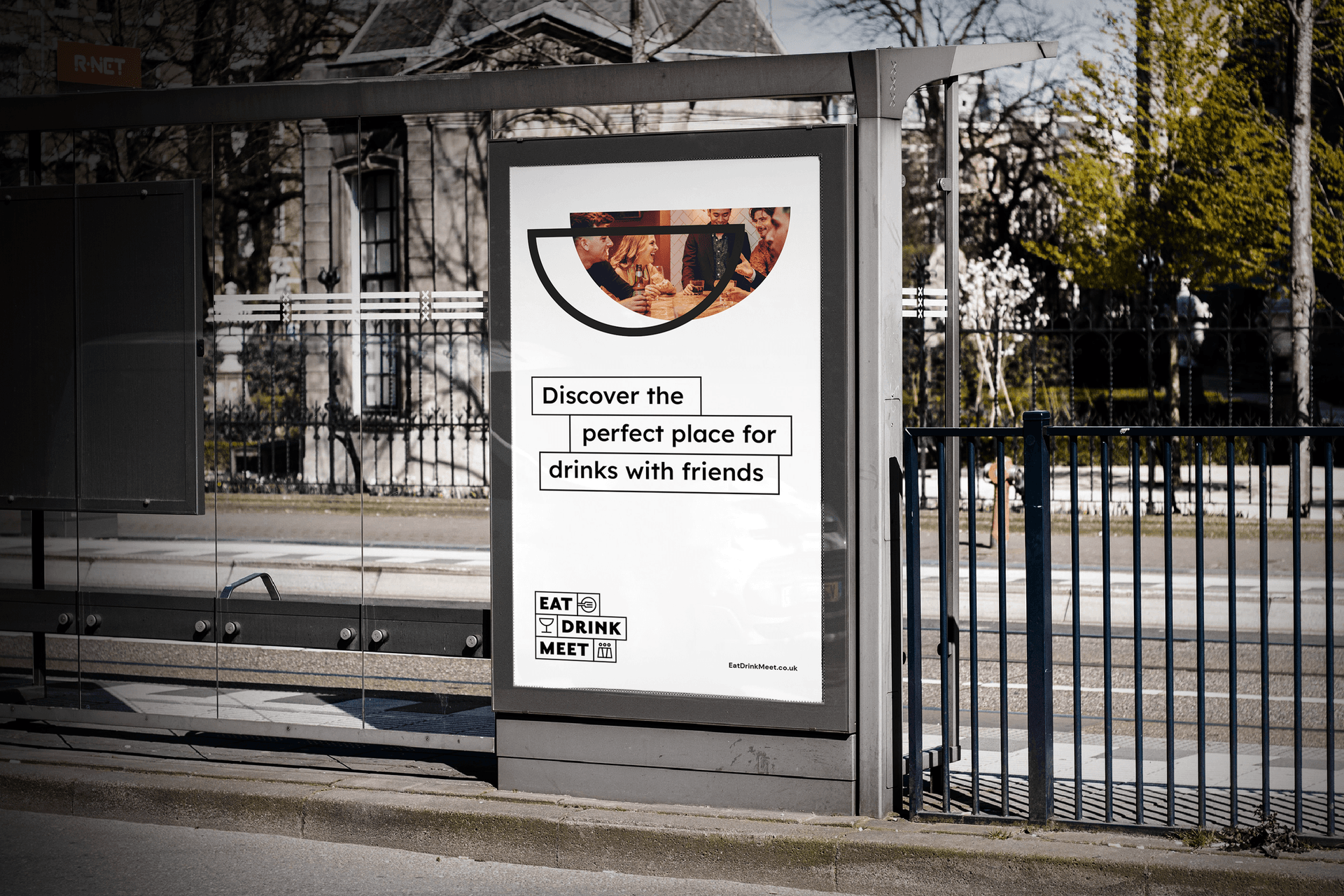 A poster on a modern bus stop A poster on a modern bus stop
