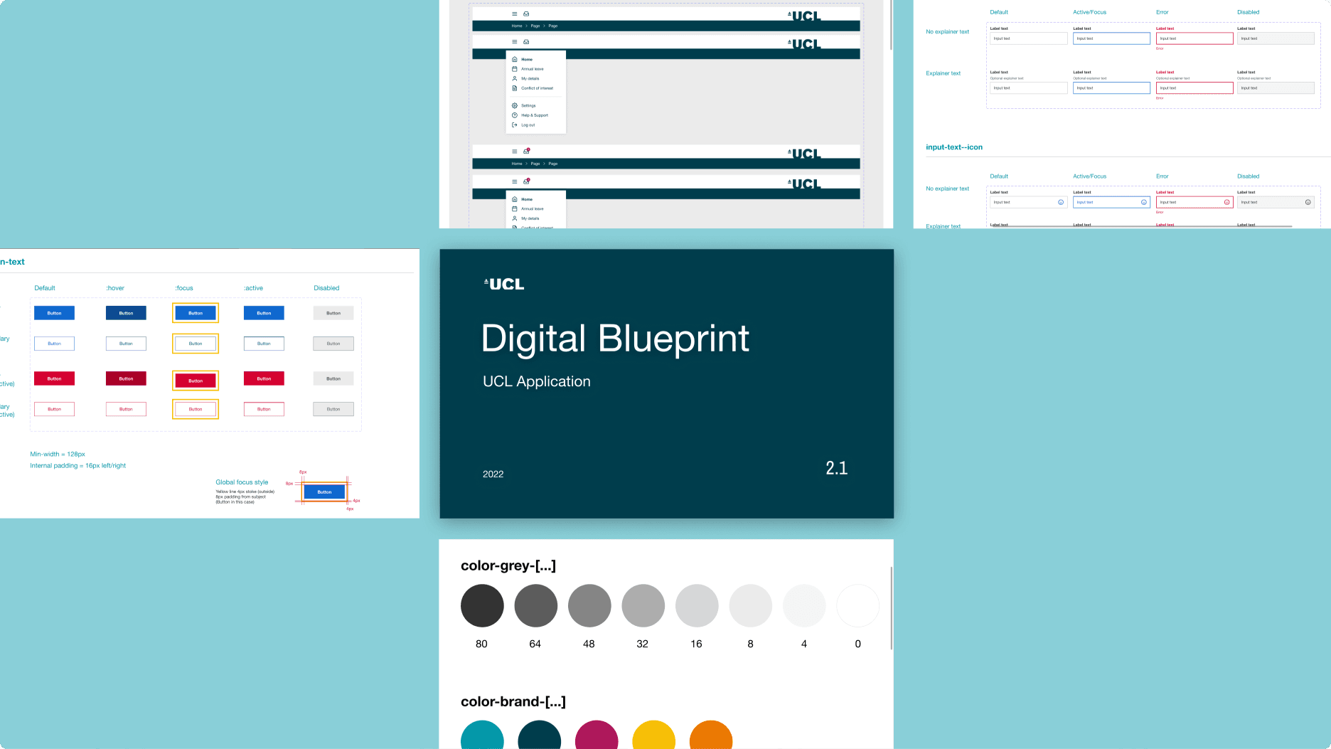 Screenshots of the UCL brand identity including colour palettes and digital treatments Screenshots of the UCL brand identity including colour palettes and digital treatments