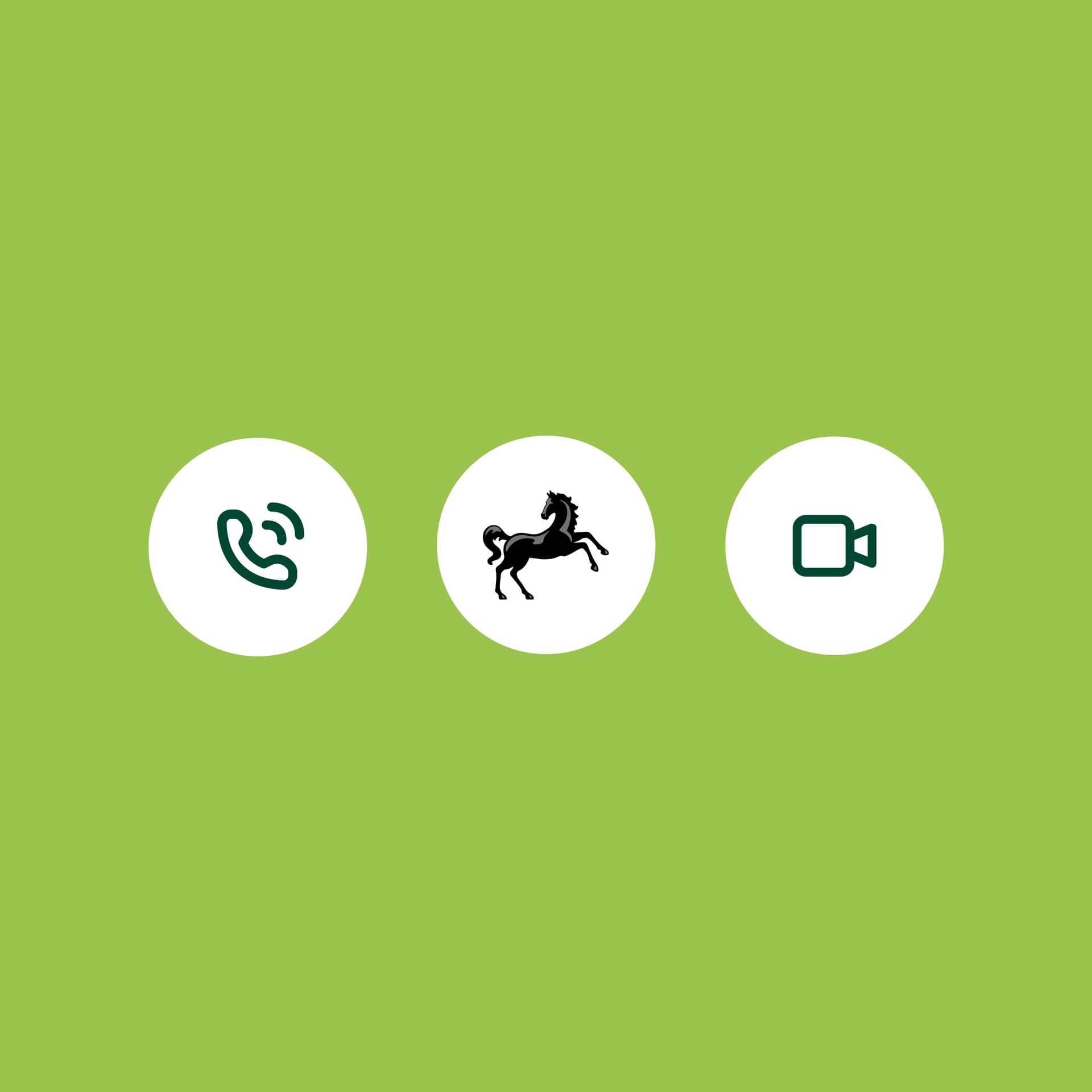 Phone and video icons alongside Lloyds logo on a lime green background Phone and video icons alongside Lloyds logo on a lime green background