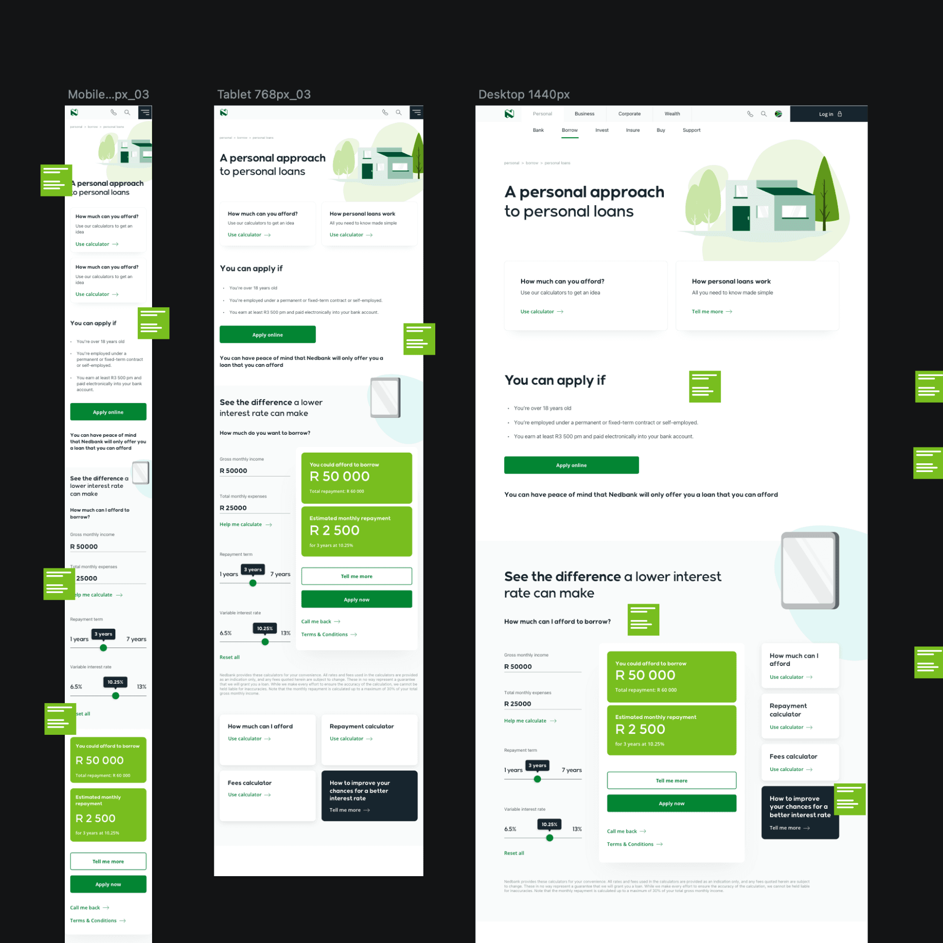 An illustration of a close up view of an online banking screen about personal loans.