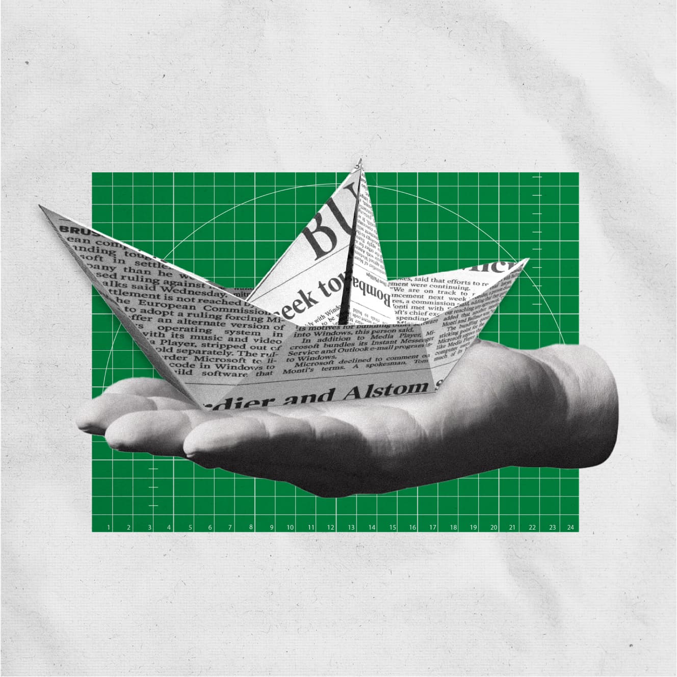 A paper boat in the palm of a hand. A paper boat in the palm of a hand.