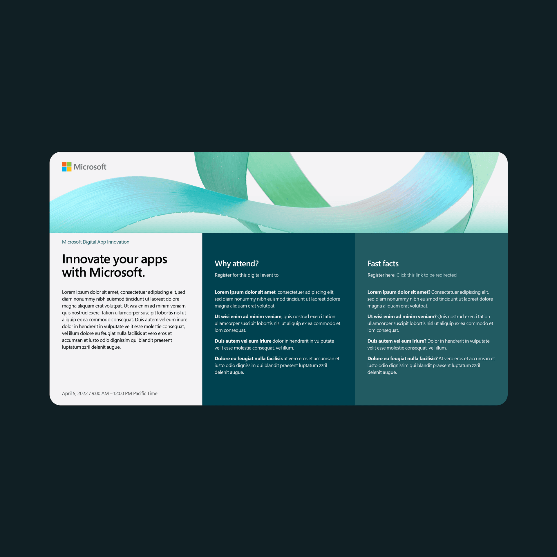 An event listing and details page harnessing the brand.  An event listing and details page harnessing the brand.