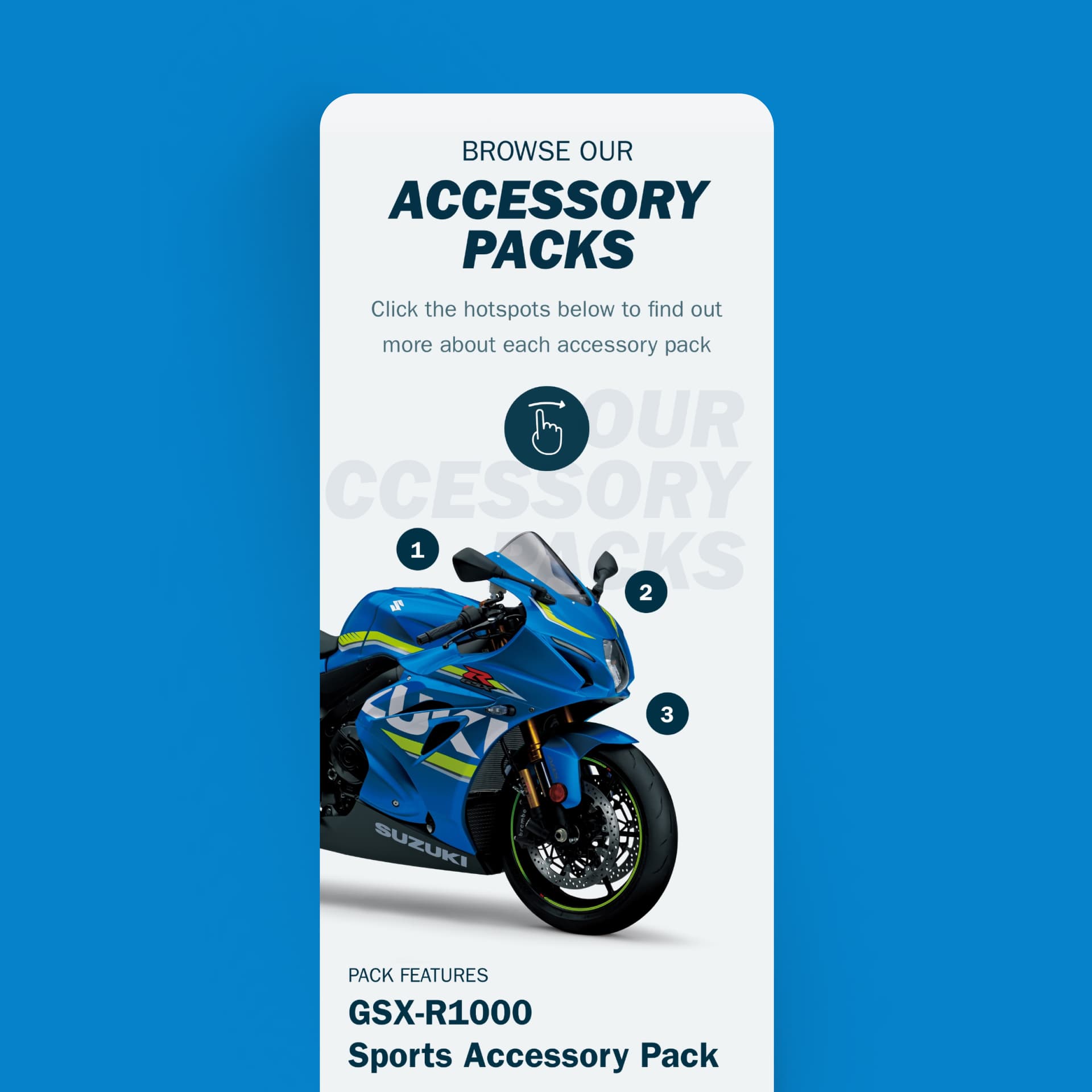 A Suzuki bike accessory product page A Suzuki bike accessory product page