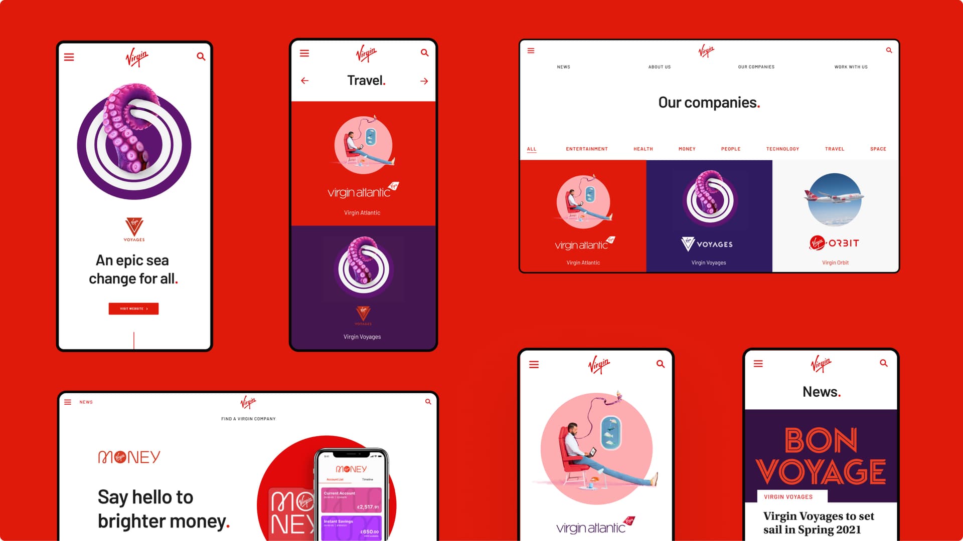 Images taken from across the Virgin.com experience showing the breadth of application.   Images taken from across the Virgin.com experience showing the breadth of application.